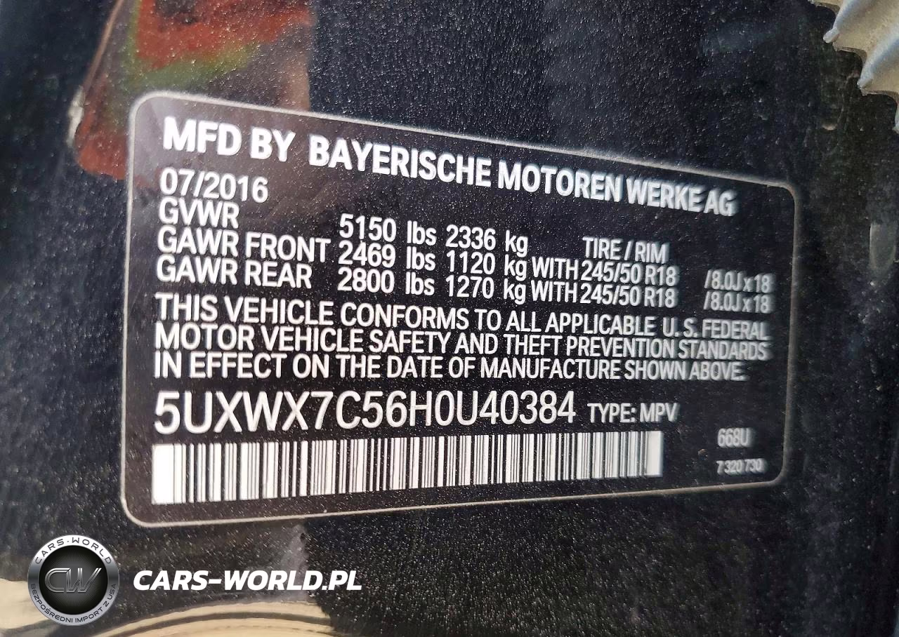 2017 BMW X3 xDrive35I VIN:5UXWX7C56H0U40384 - 12