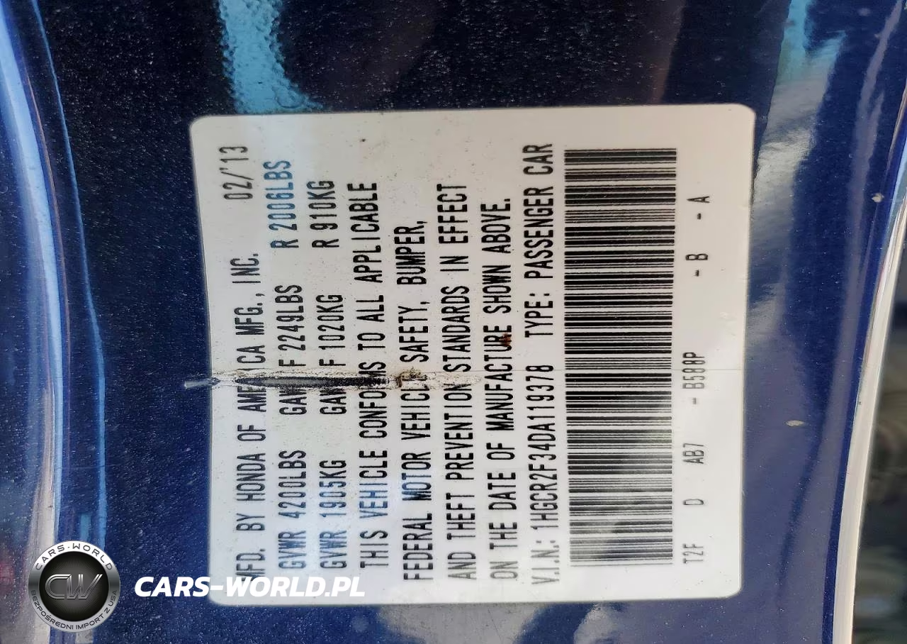 2013 Honda Accord Lx VIN:1HGCR2F34DA119378 - 13