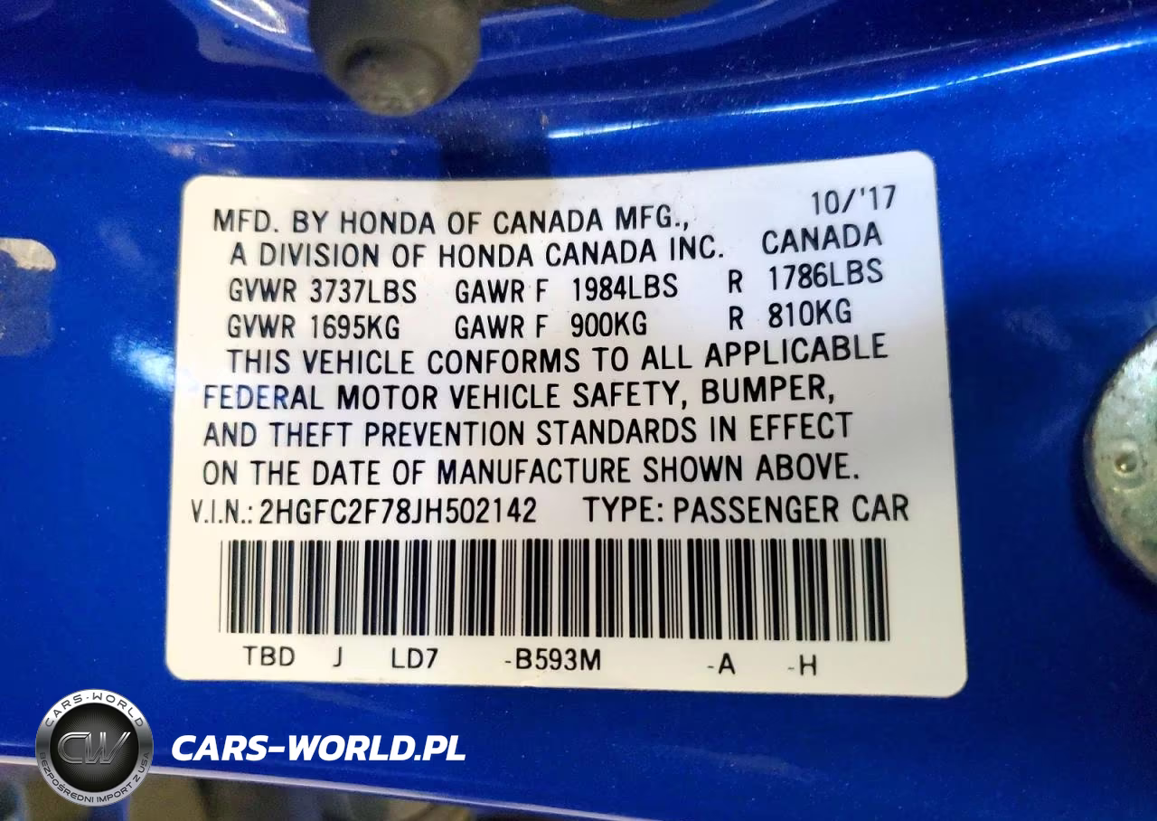 2018 Honda Civic Ex VIN:2HGFC2F78JH502142 - 13