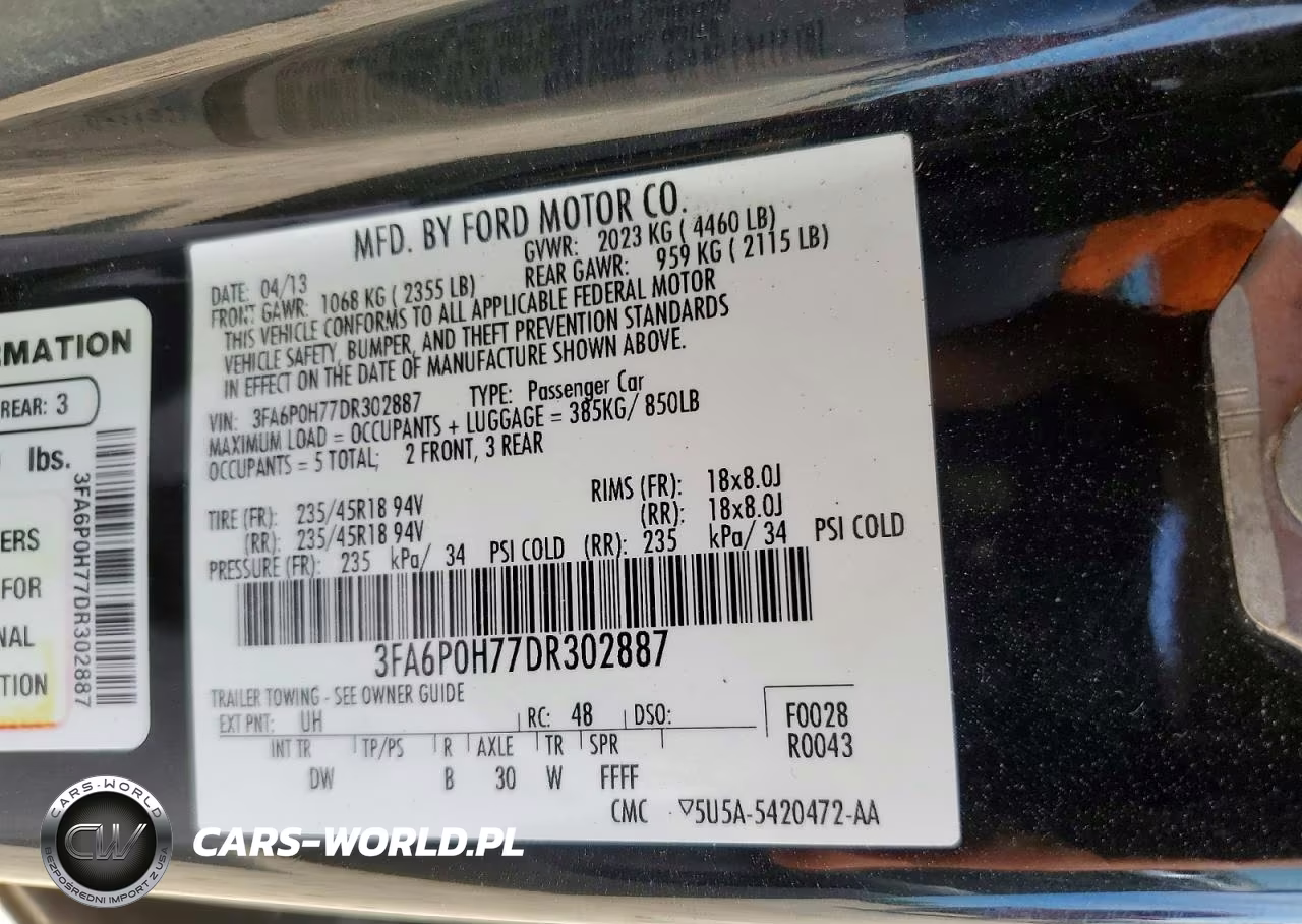 2013 Ford Fusion Se VIN:3FA6P0H77DR302887 - 12