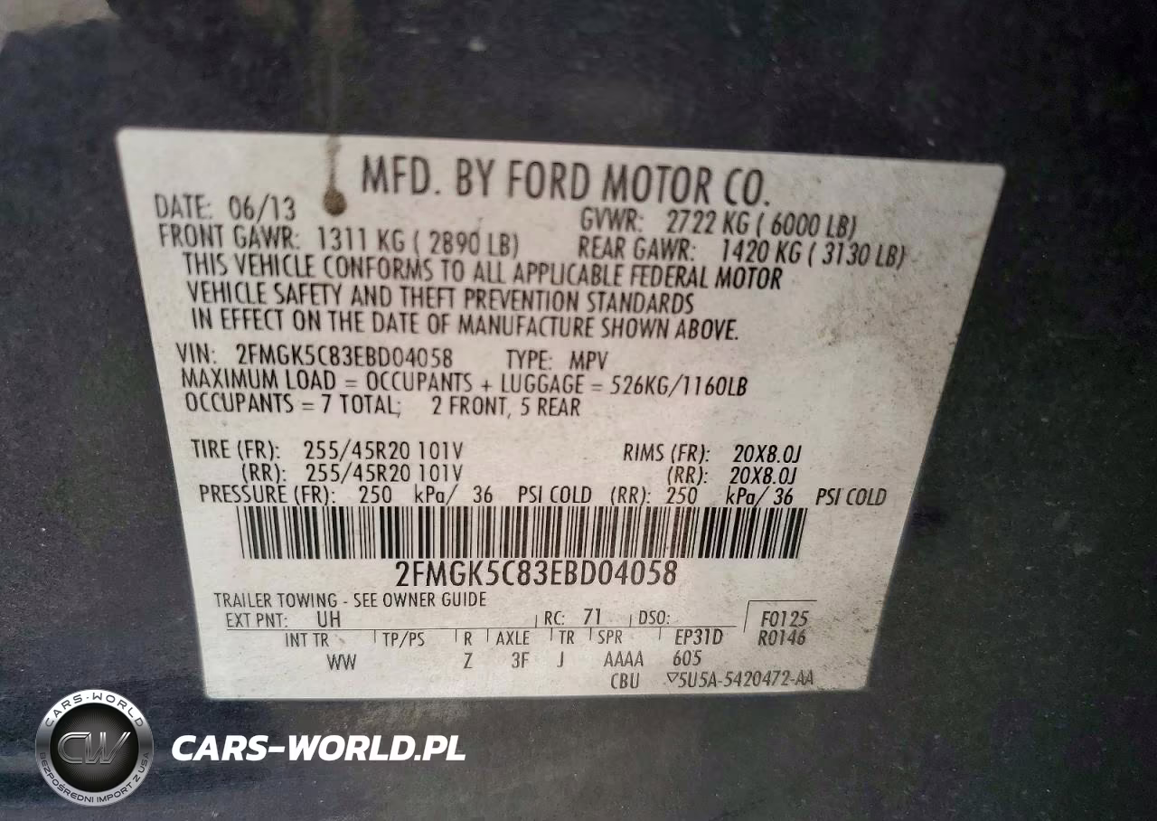 2014 Ford Flex Sel VIN:2FMGK5C83EBD04058 - 12