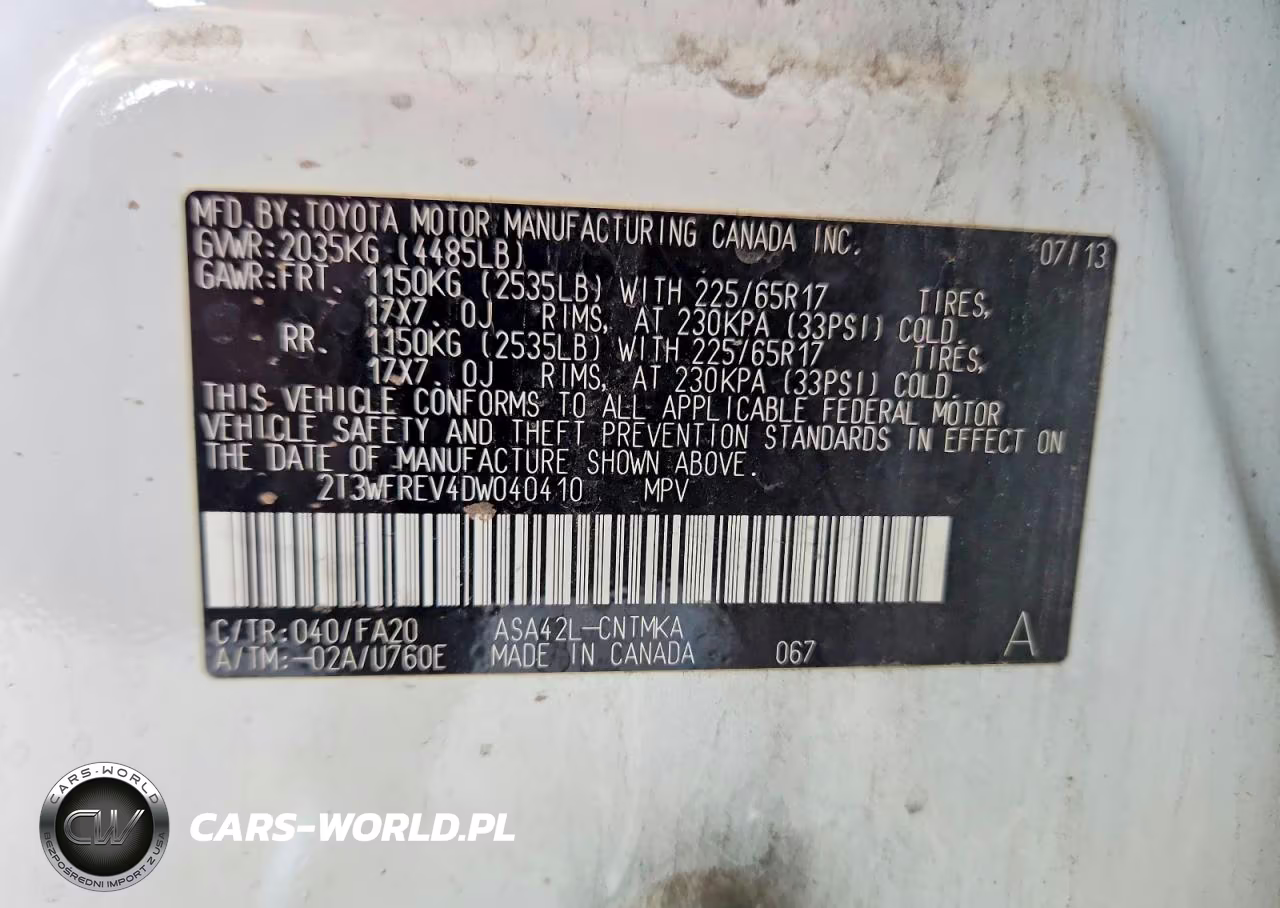 2013 Toyota Rav4 Xle VIN:2T3WFREV4DW040410 - 13