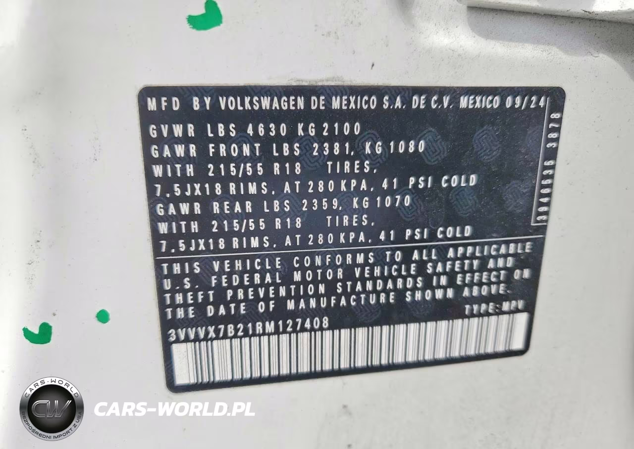 2024 Volkswagen Taos Se VIN:3VVVX7B21RM127408 - 13