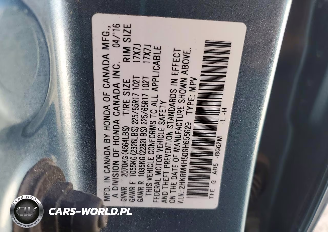 2016 Honda Cr-V Ex VIN:2HKRM4H50GH655629 - 14
