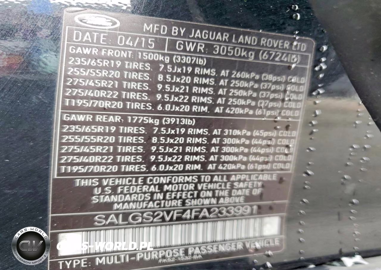 2015 Land Rover Range Rover Hse VIN:SALGS2VF4FA233991 - 14