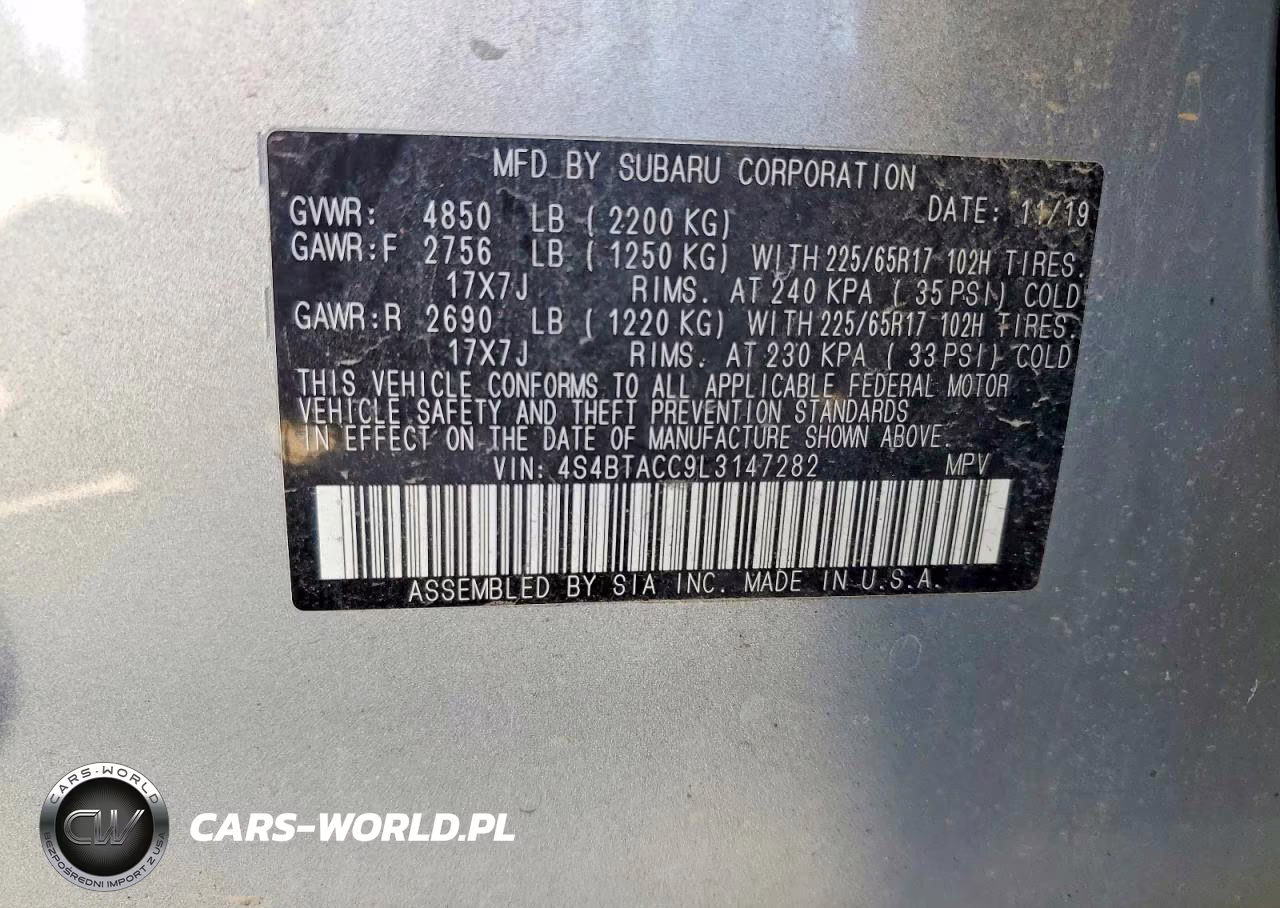 2020 Subaru Outback Premium VIN:4S4BTACC9L3147282 - 13