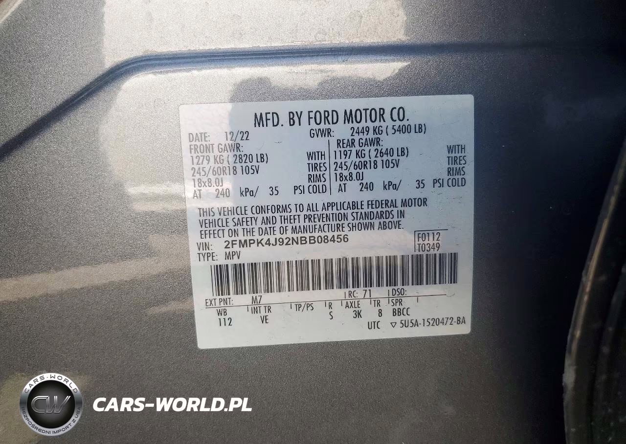 2022 Ford Edge Sel VIN:2FMPK4J92NBB08456 - 13