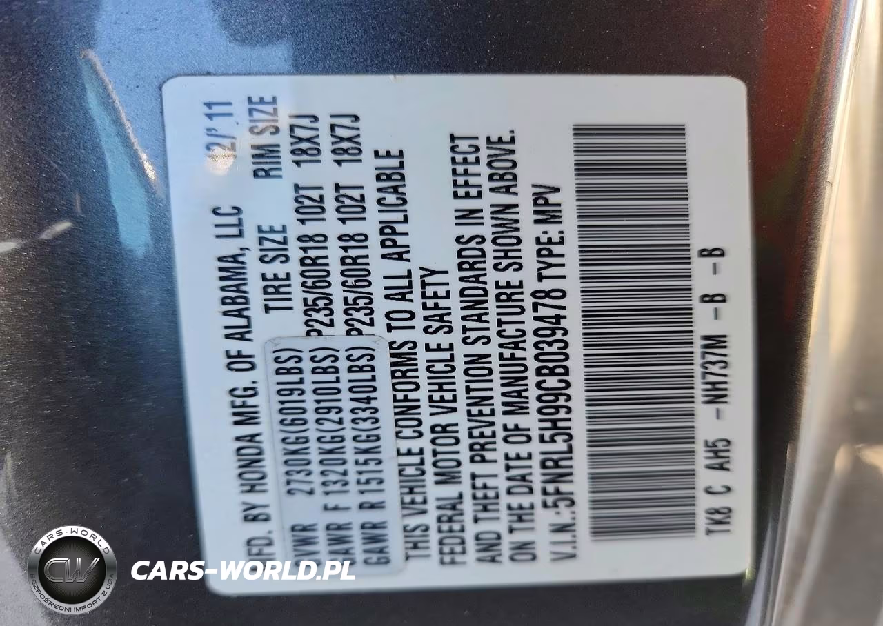 2012 Honda Odyssey Touring VIN:5FNRL5H99CB039478 - 13