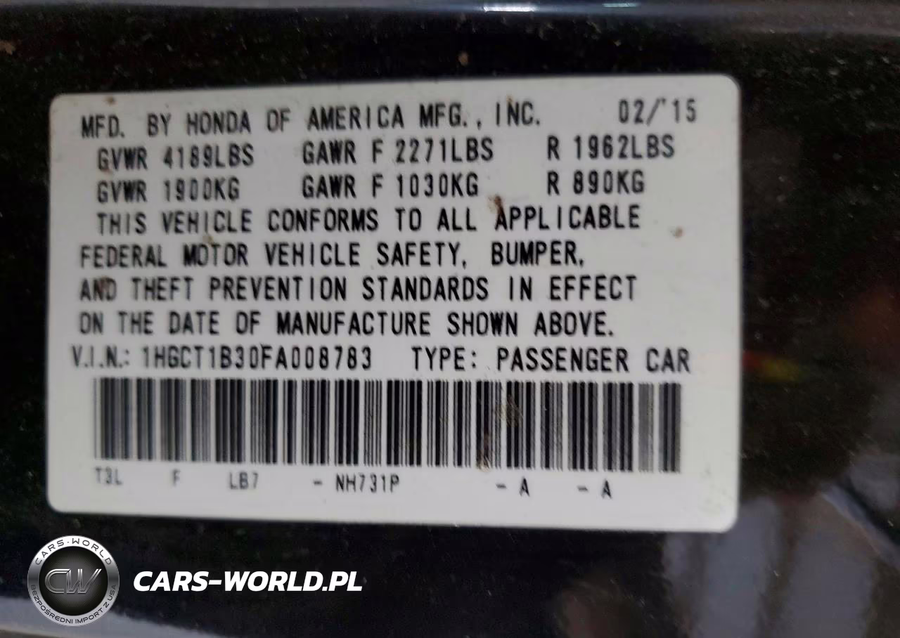 2015 Honda Accord Lx-S VIN:1HGCT1B30FA008783 - 12