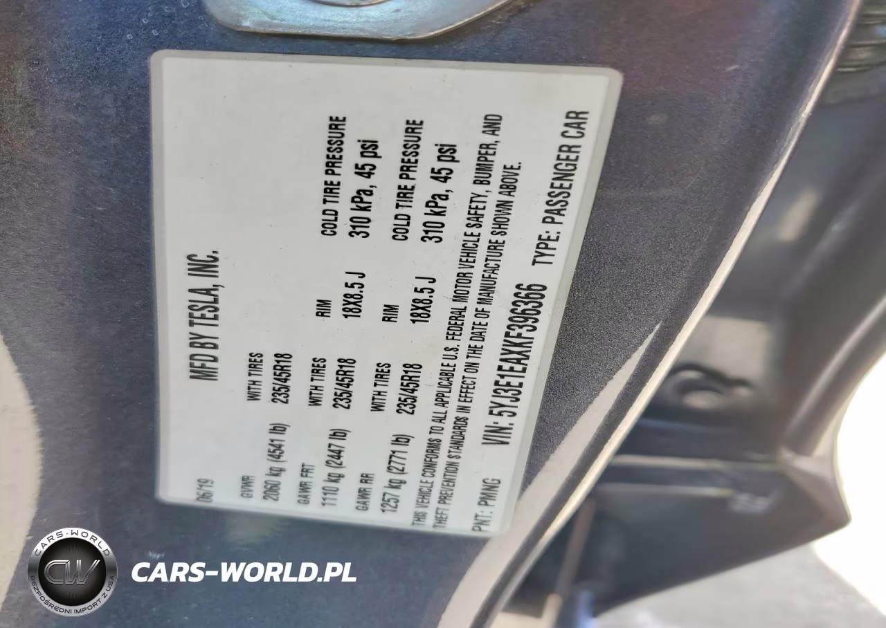 2019 Tesla Model 3 VIN:5YJ3E1EAXKF396366 - 12