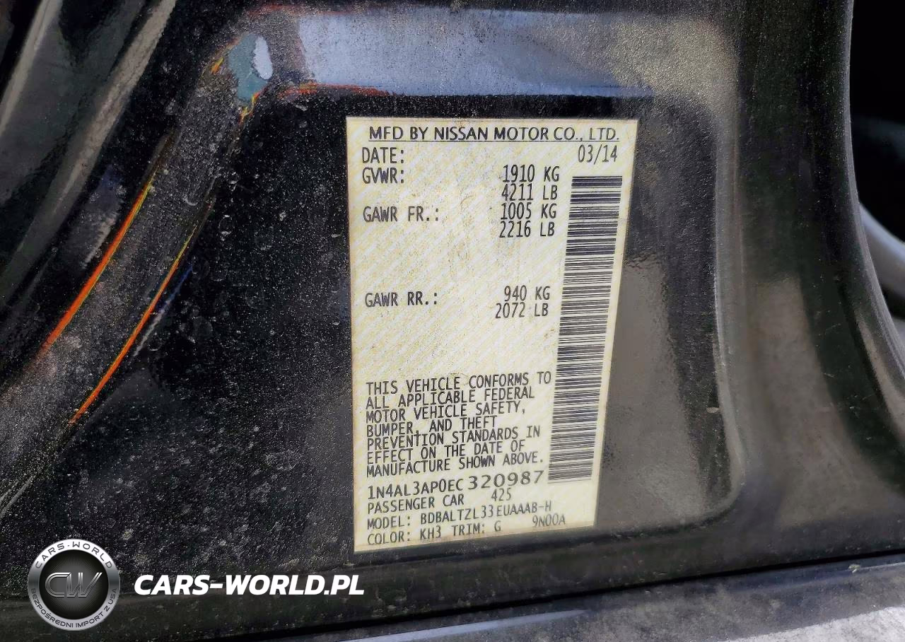 2014 Nissan Altima 2.5 Sv VIN:1N4AL3AP0EC320987 - 13