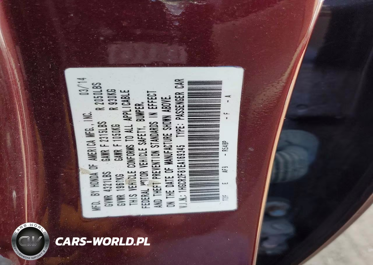 2014 Honda Accord Exl VIN:1HGCR2F81EA169345 - 12