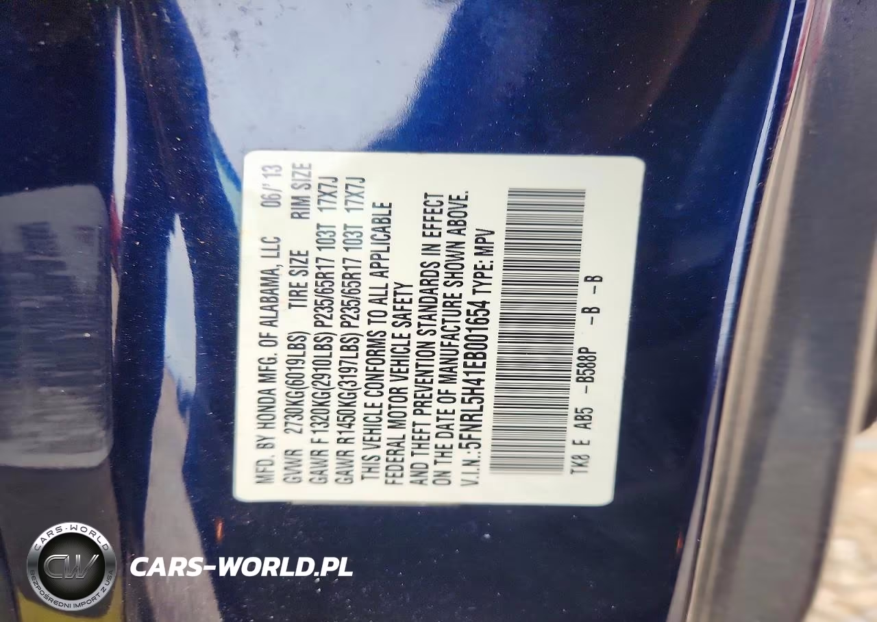 2014 Honda Odyssey Ex VIN:5FNRL5H41EB001654 - 13
