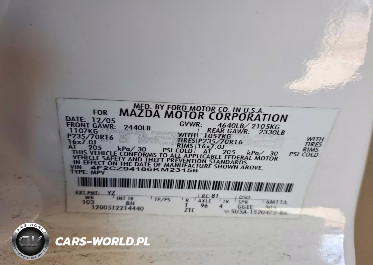 2006 Mazda Tribute S VIN:4F2CZ94186KM23156 - 14