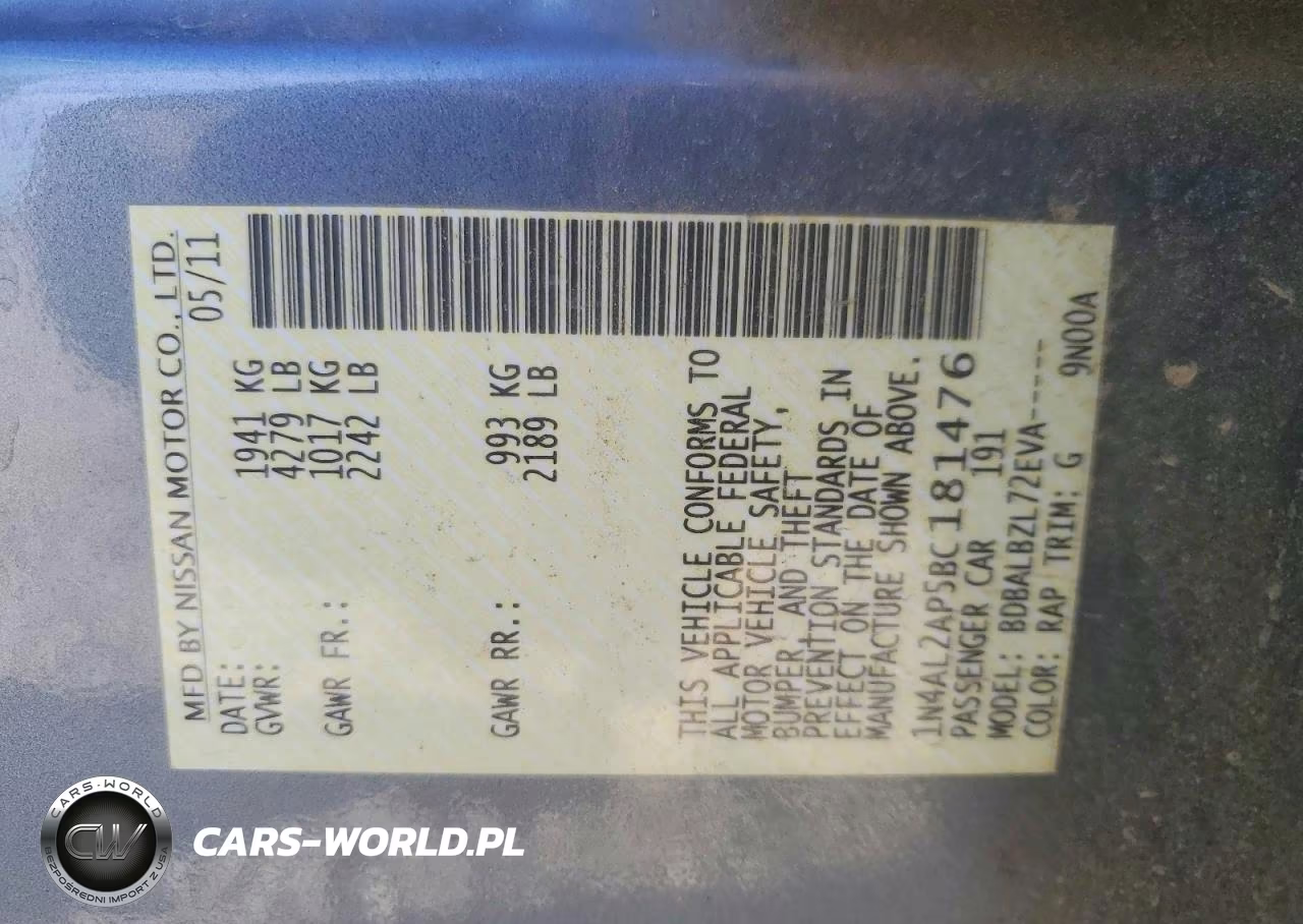 2011 Nissan Altima 2.5 VIN:1N4AL2AP5BC181476 - 12