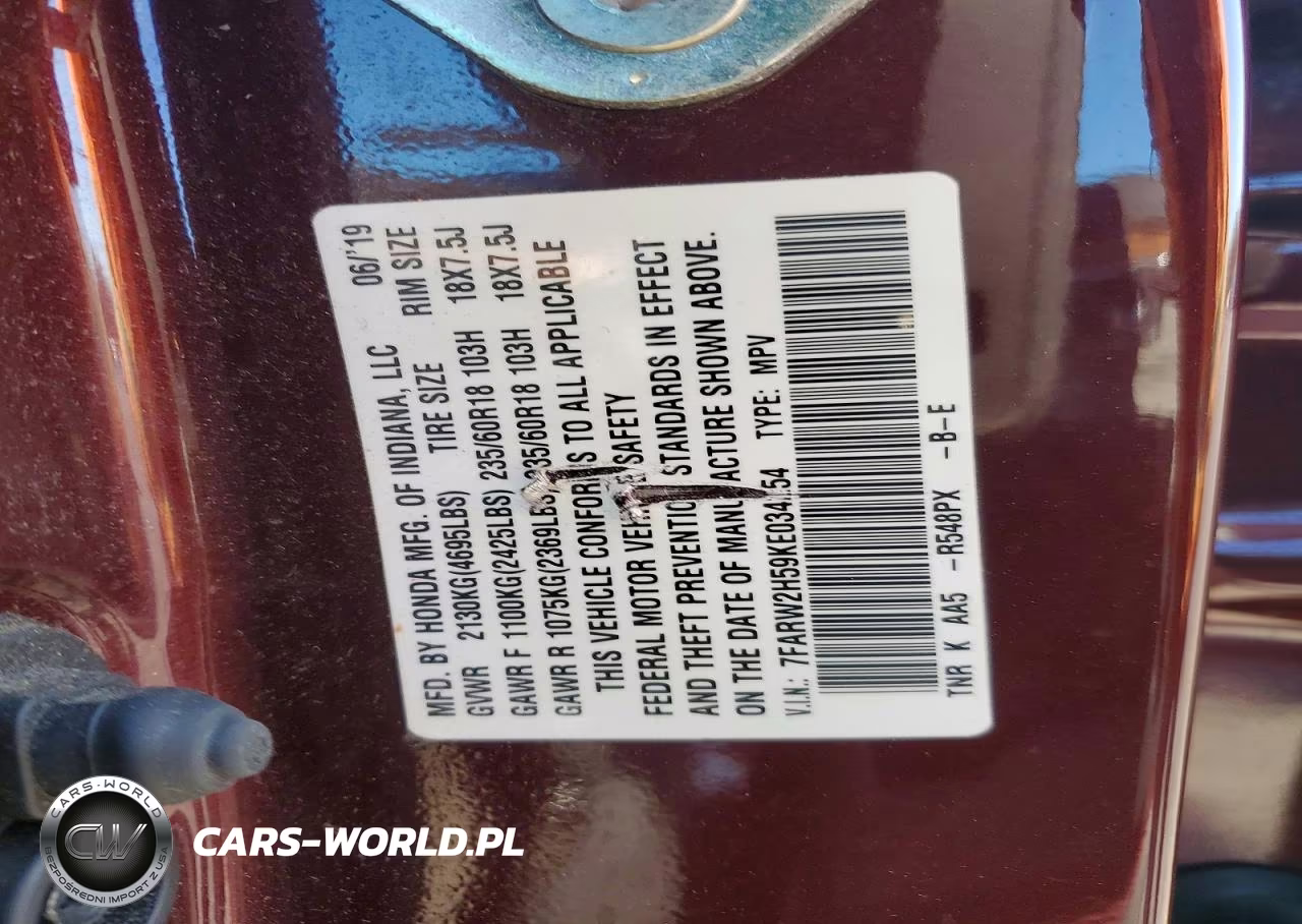 2019 Honda Cr-V Ex VIN:7FARW2H59KE034254 - 13