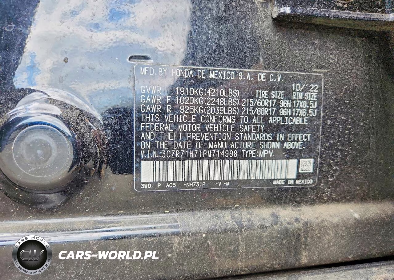 2023 Honda Hr-V Exl VIN:3CZRZ1H71PM714998 - 13