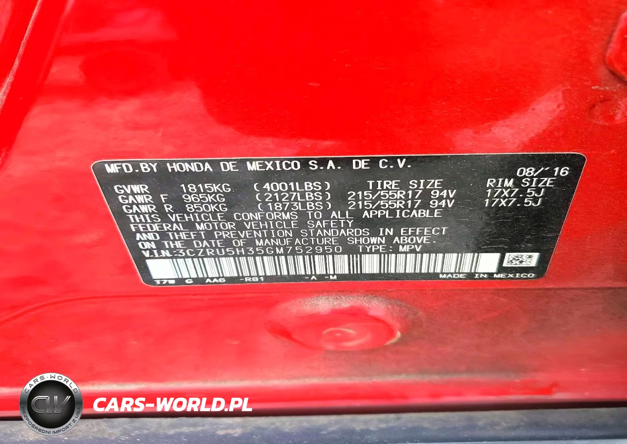 2016 Honda Hr-V Lx VIN:3CZRU5H35GM752950 - 13