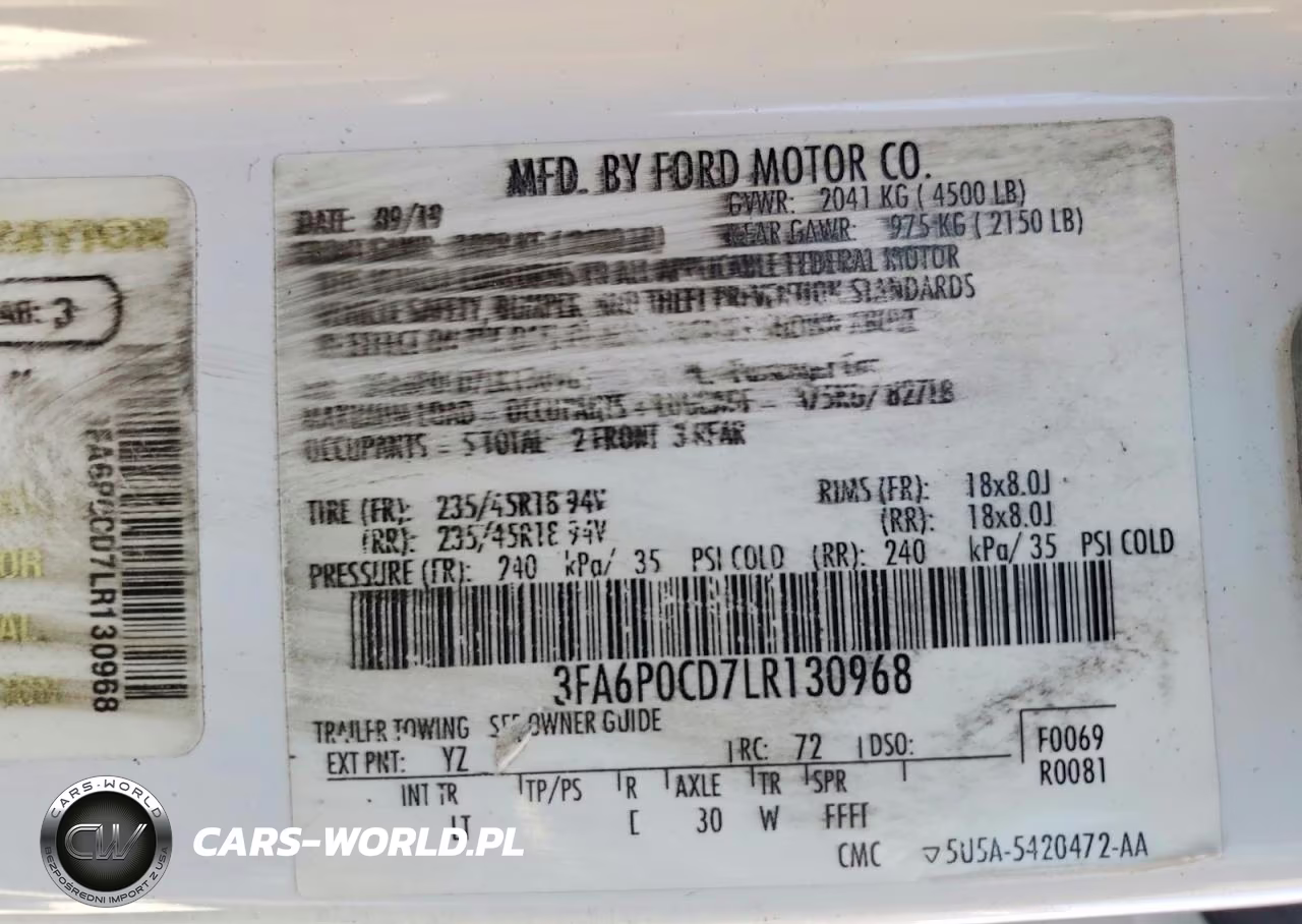 2020 Ford Fusion Sel VIN:3FA6P0CD7LR130968 - 13