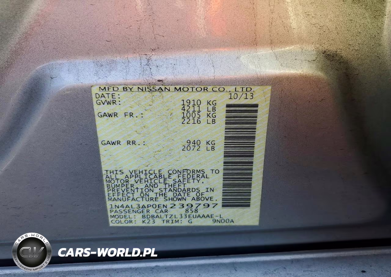 2014 Nissan Altima 2.5 Sv VIN:1N4AL3AP0EN239797 - 12