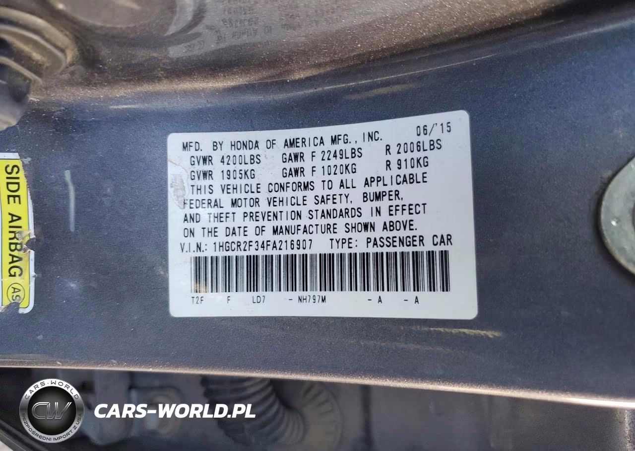 2015 Honda Accord Lx VIN:1HGCR2F34FA216907 - 12