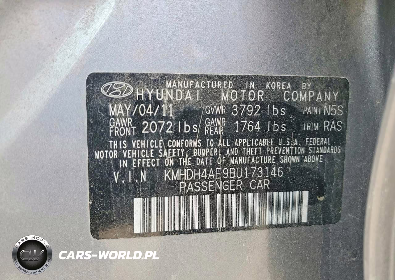 2011 Hyundai Elantra Gls VIN:KMHDH4AE9BU173146 - 12