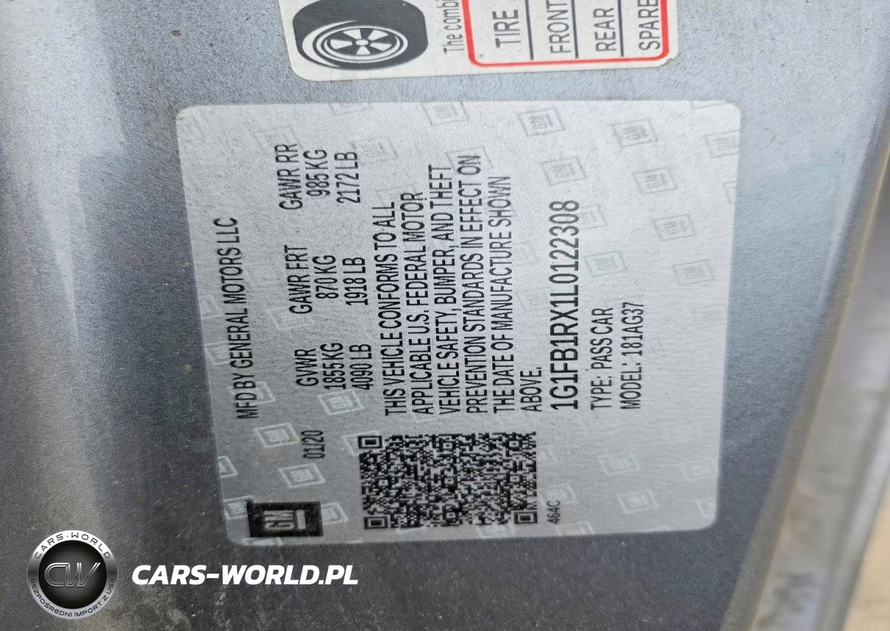 2020 Chevrolet Camaro Ls VIN:1G1FB1RX1L0122308 - 12