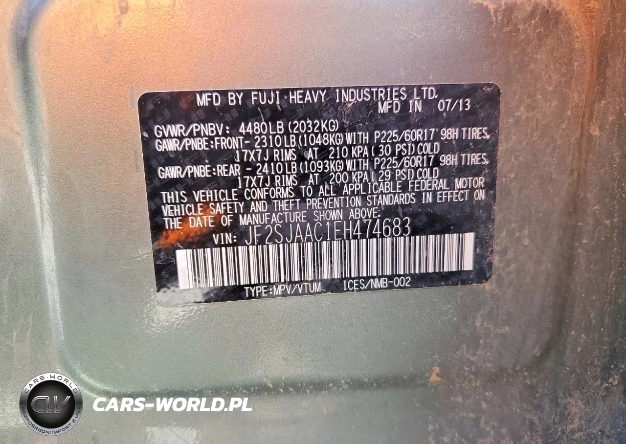 2014 Subaru Forester 2.5I VIN:JF2SJAAC1EH474683 - 12