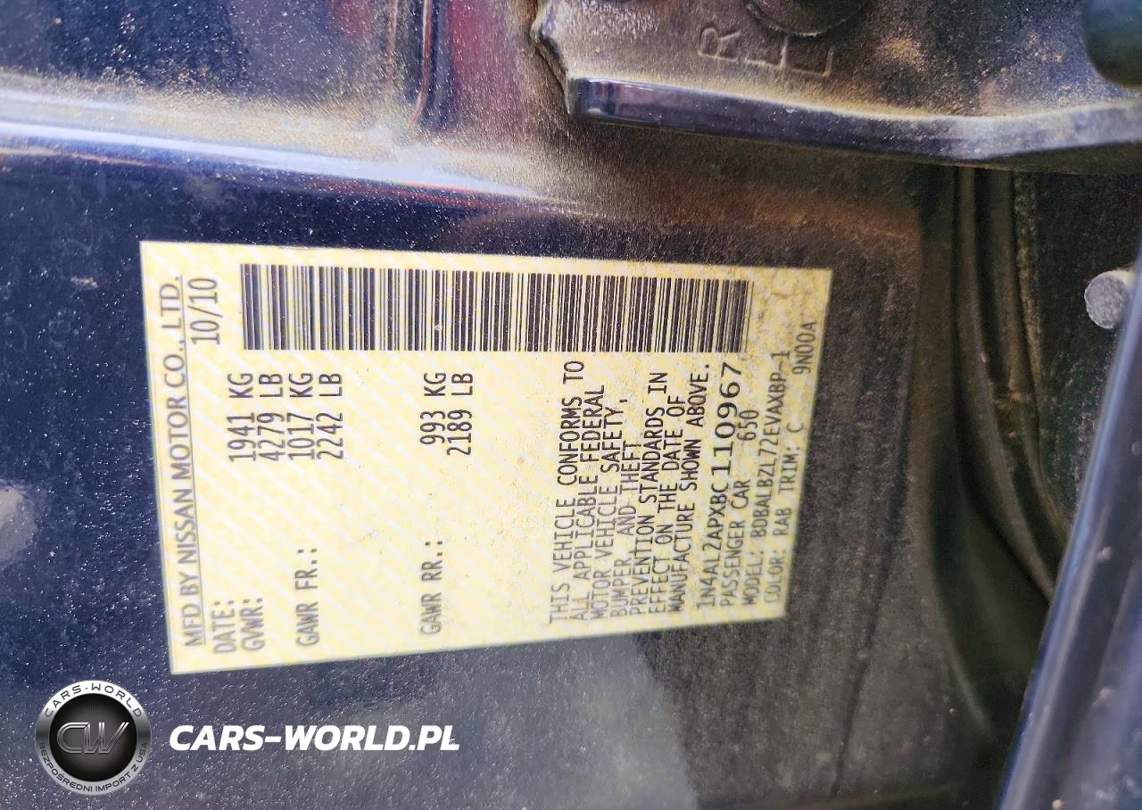 2011 Nissan Altima 2.5 VIN:1N4AL2APXBC110967 - 12
