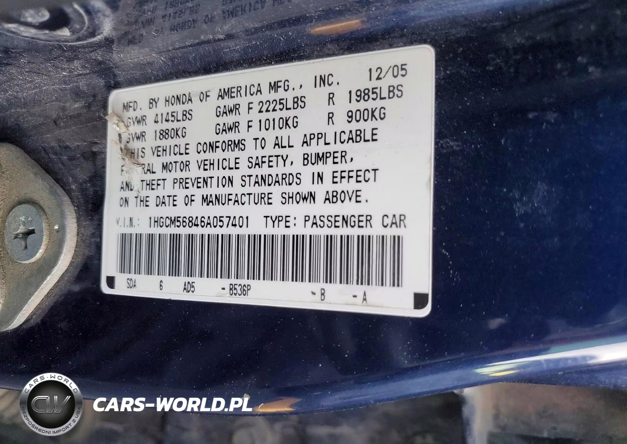 2006 Honda Accord Ex VIN:1HGCM56846A057401 - 13