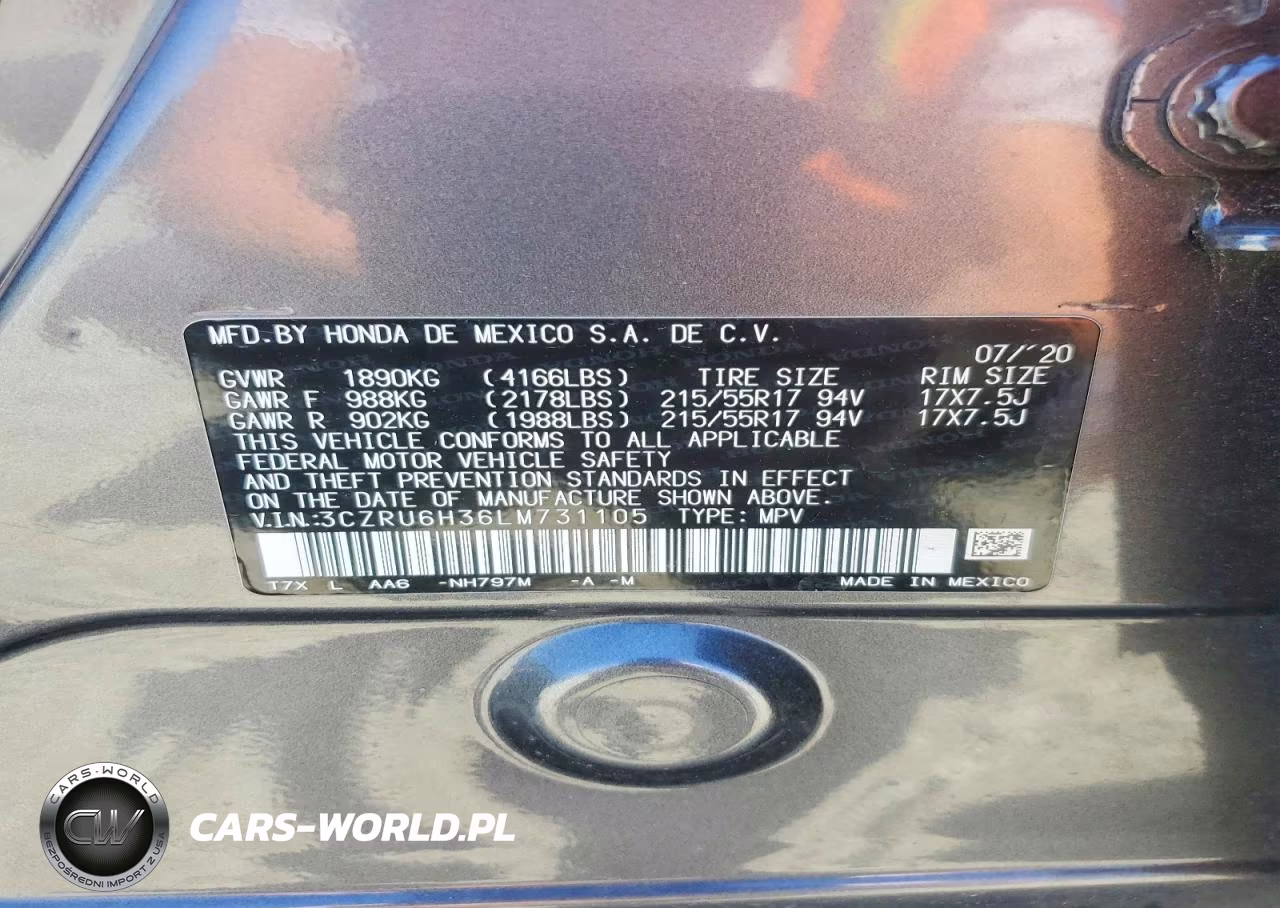 2020 Honda Hr-V Lx VIN:3CZRU6H36LM731105 - 12