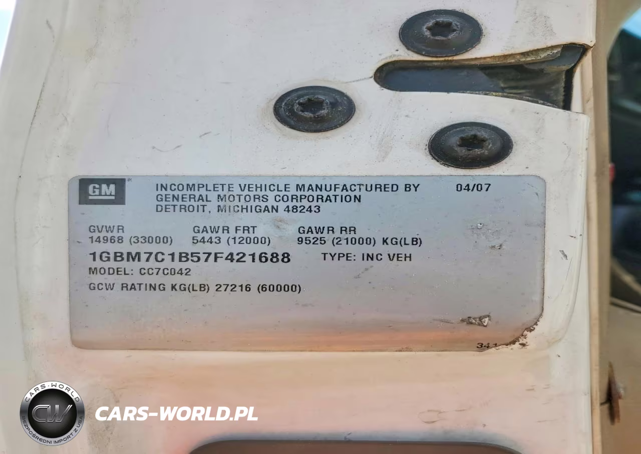 2007 Chevrolet C70 Cable Placer Bucket Truck VIN:1GBM7C1B57F421688 - 10