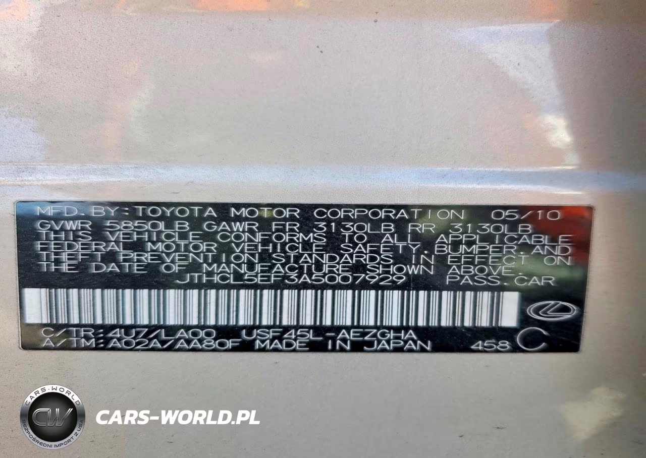 2010 Lexus Ls 460 Base VIN:JTHCL5EF3A5007929 - 12