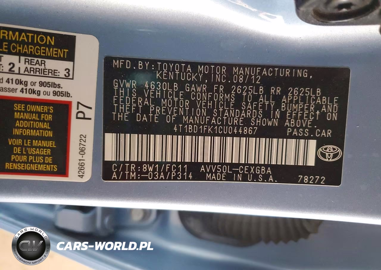 2012 Toyota Camry Hybrid Xle VIN:4T1BD1FK1CU044867 - 13