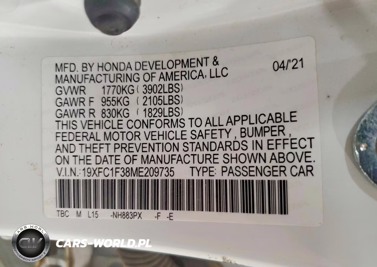 2021 Honda Civic Ex VIN:19XFC1F38ME209735 - 13