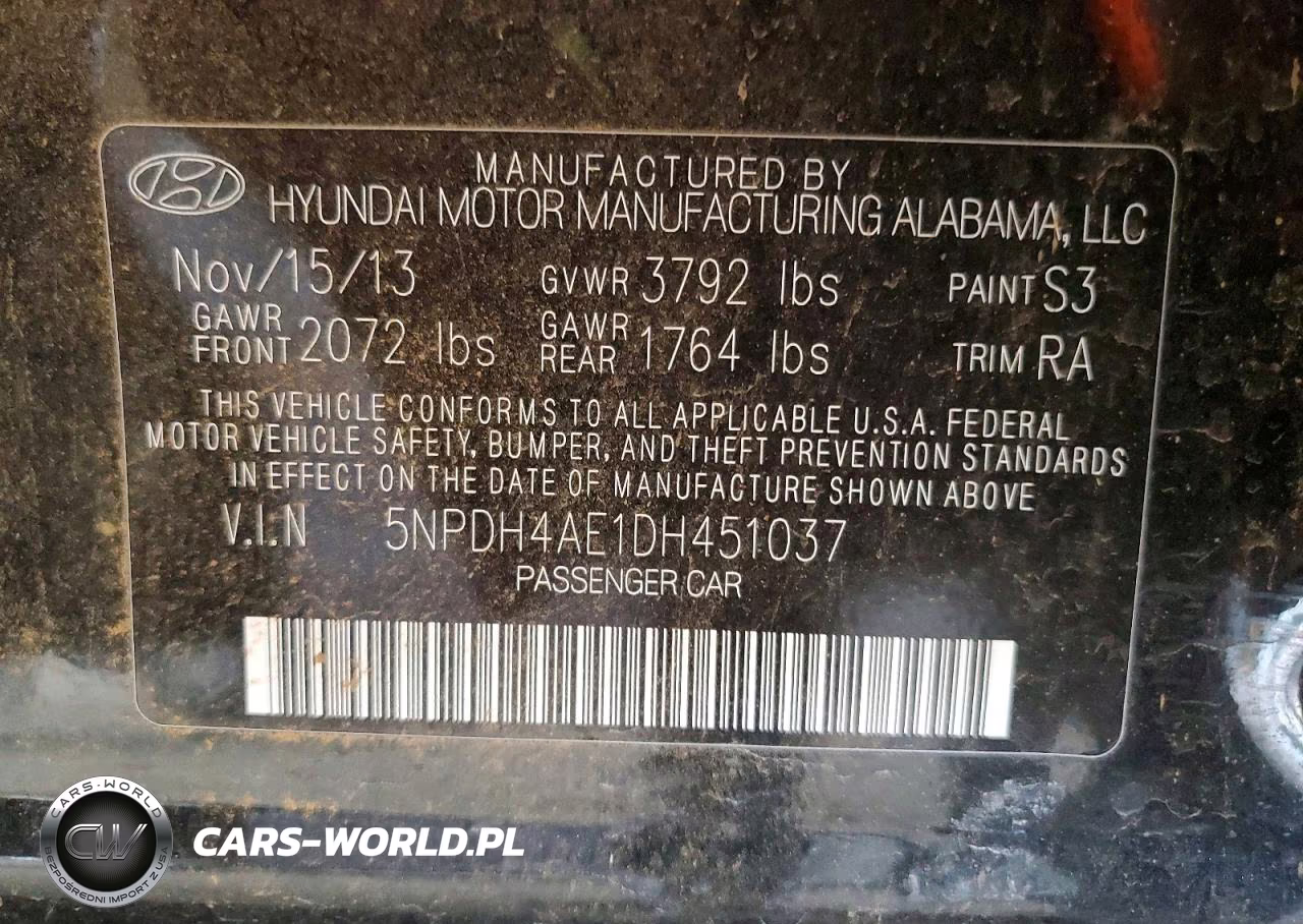 2013 Hyundai Elantra Gls VIN:5NPDH4AE1DH451037 - 12