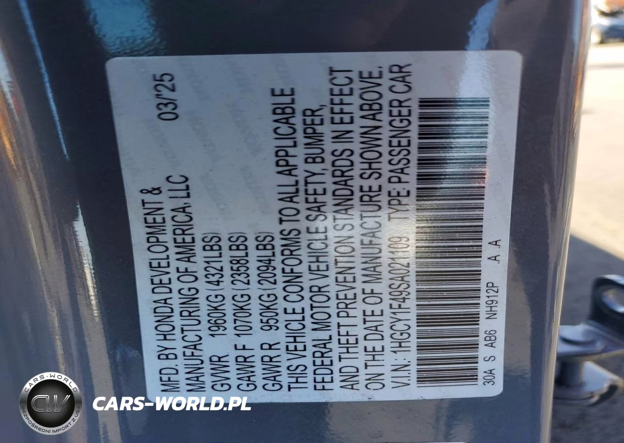 2025 Honda Accord Se VIN:1HGCY1F49SA021109 - 13