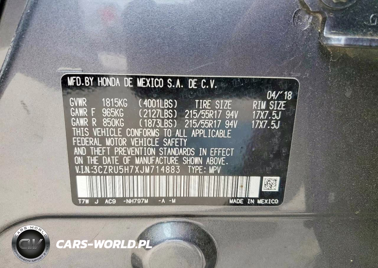 2018 Honda Hr-V Exl VIN:3CZRU5H7XJM714883 - 14