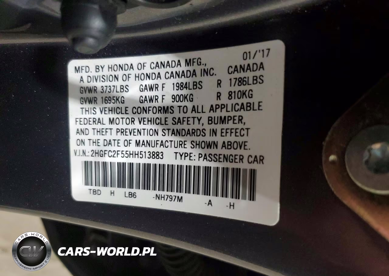 2017 Honda Civic Lx VIN:2HGFC2F55HH513883 - 12