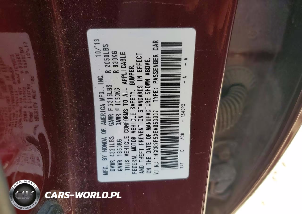 2014 Honda Accord Sport VIN:1HGCR2F5XEA053907 - 12