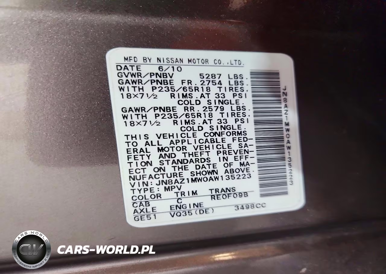 2010 Nissan Murano S VIN:JN8AZ1MW0AW135223 - 13