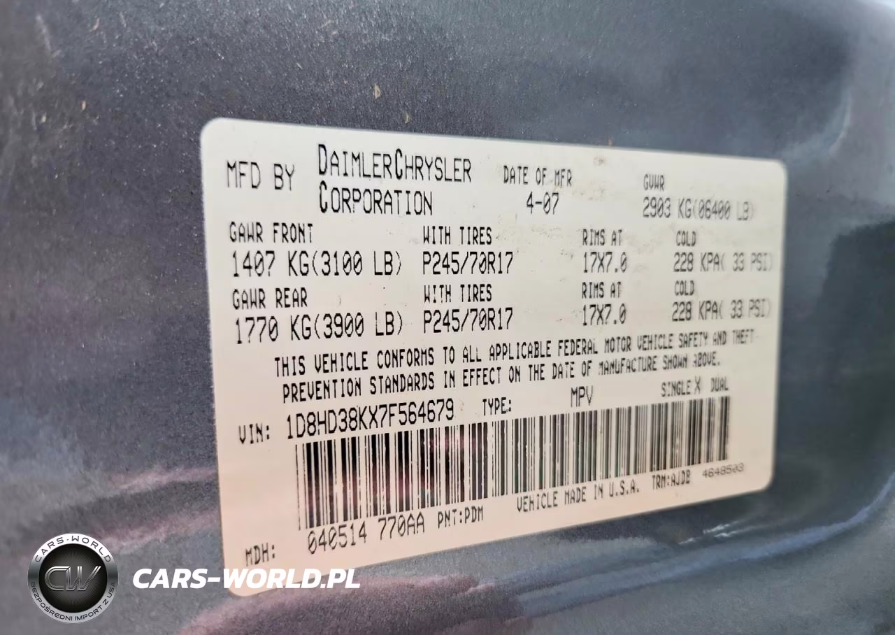 2007 Dodge Durango Sxt VIN:1D8HD38KX7F564679 - 13