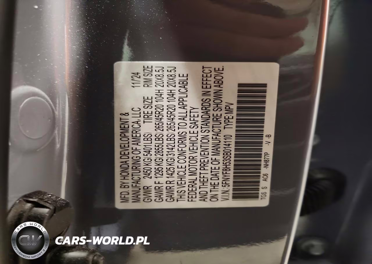 2025 Honda Passport Exl VIN:5FNYF8H53SB014110 - 14