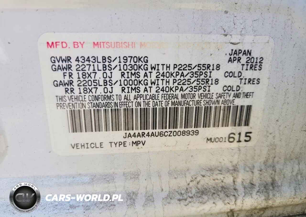 2012 Mitsubishi Outlander Sport Se VIN:JA4AR4AU6CZ008939 - 12