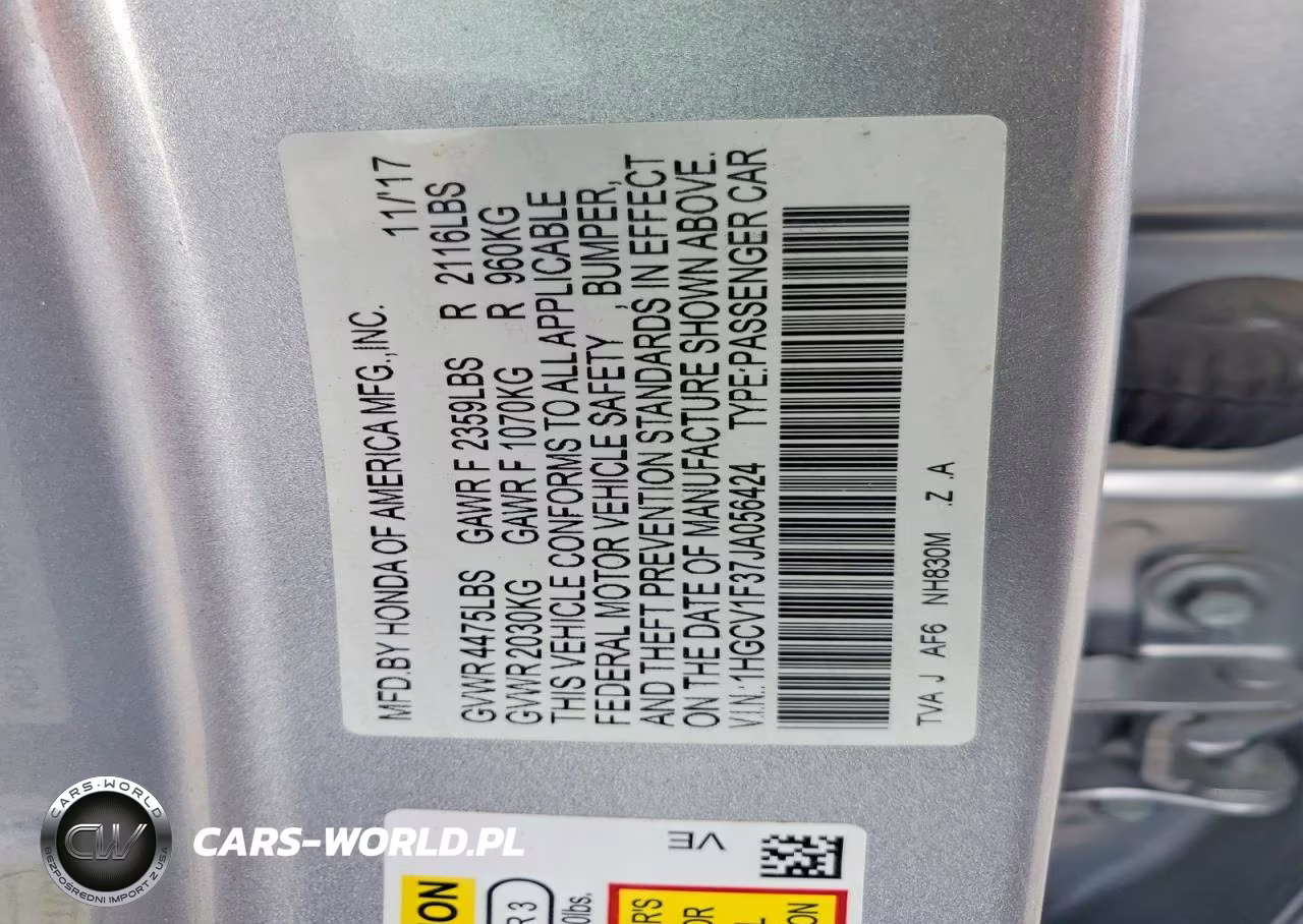 2018 Honda Accord Sport VIN:1HGCV1F37JA056424 - 12
