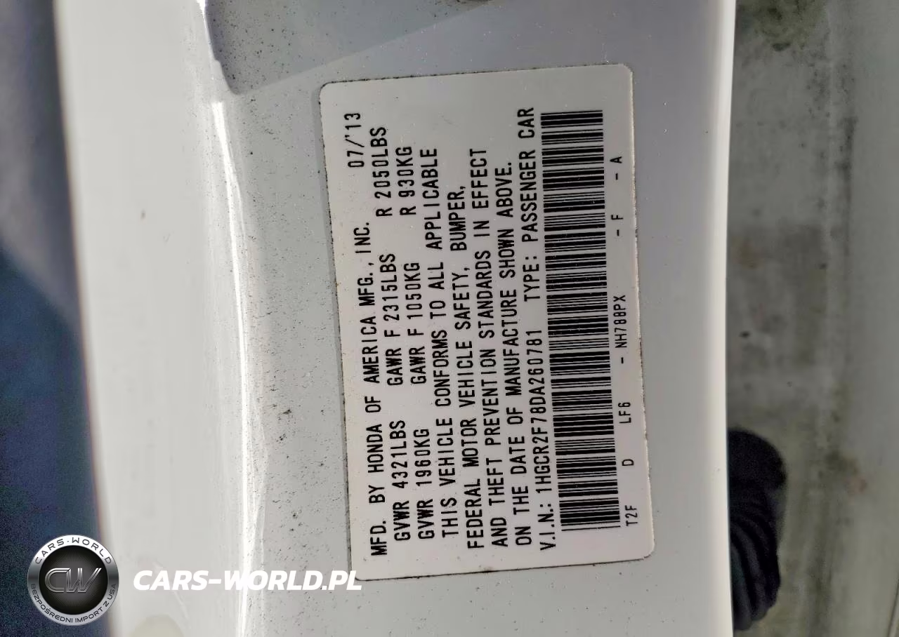 2013 Honda Accord Ex VIN:1HGCR2F78DA260781 - 13