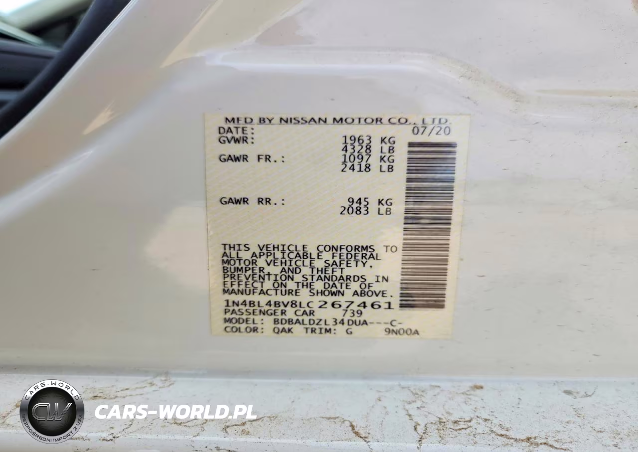 2020 Nissan Altima 2.5 S VIN:1N4BL4BV8LC267461 - 13