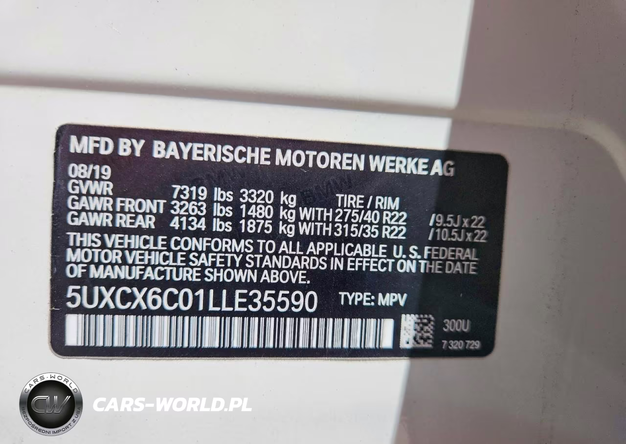 2020 BMW X7 M50I VIN:5UXCX6C01LLE35590 - 13