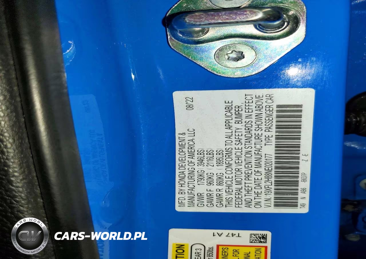 2022 Honda Civic Sport VIN:19XFL2H88NE020177 - 12