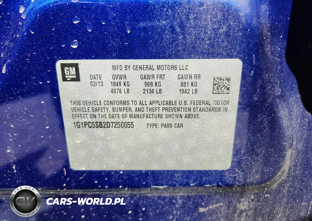 2013 Chevrolet Cruze Lt VIN:1G1PC5SB2D7250055 - 12